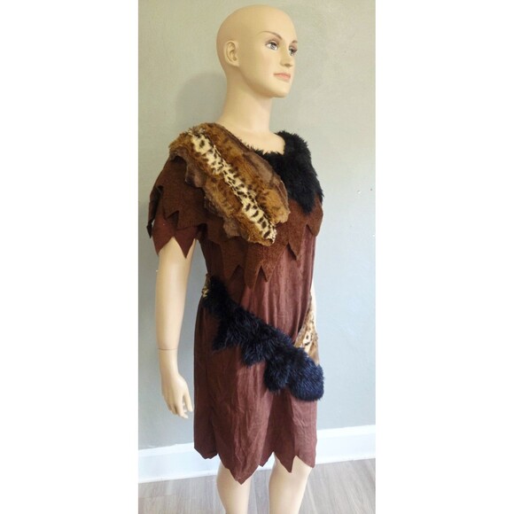 Caveman Costume Unisex Adult OS Halloween Outfit Faux Fur Rubies Club Tags Kmart - Picture 4 of 16